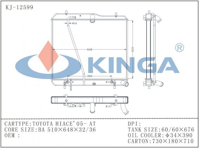 Pleins radiateurs automatiques en aluminium soudés pour le système de refroidissement 2005 de Toyota Hiace
