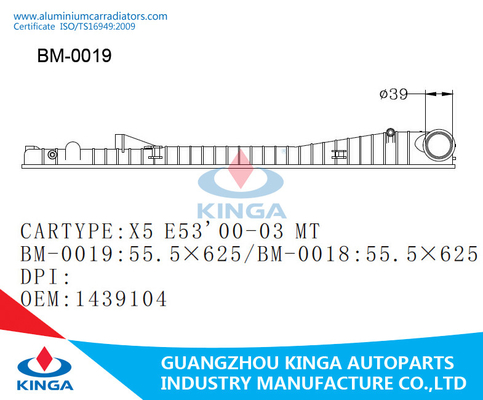 Chine Position en plastique d'OEM 1439104 de réservoir de radiateur de la TA de X5 E53 00-03 laissée fournisseur