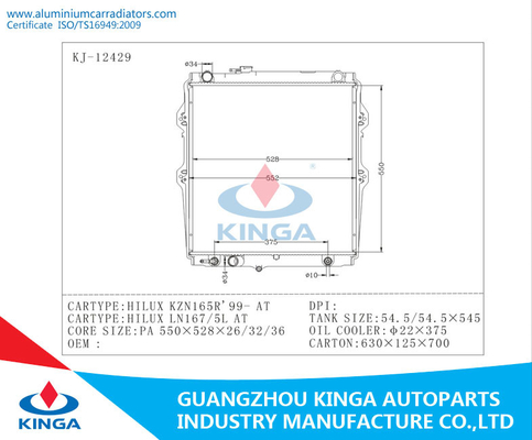 Radiateur automatique HILUX KZN165R 99 - À LA PA 22mm/32mm/36mm fournisseur