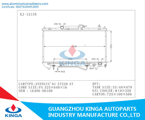 Au radiateur automatique pour OEM ST220 AVENSIS01 ST220 de Toyota AVENSIS 01 À fournisseur