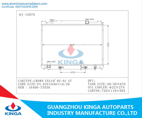 Année de refroidissement de la couronne YXS10 de Toyota de radiateur de moteur d'automobile 95 - 01 OEM 16400 73530 fournisseur