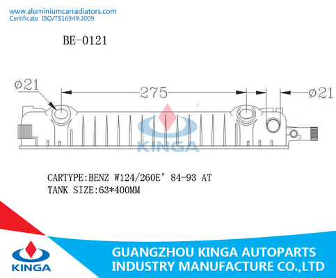 Bonne taille de BMW W201/260E'84-93 63*400 de réservoir de radiateur à vendre fournisseur