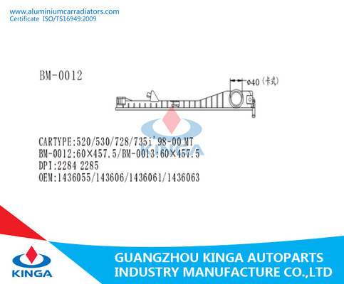 Réservoir en plastique 520/530/728/735I 98 - 00 la TA 60*457.5mm de radiateur de voiture de BMW fournisseur