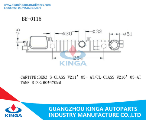Classe du benz S W211 05 À/réservoir des véhicules à moteur de radiateur classe de Cl W216 05 À fournisseur