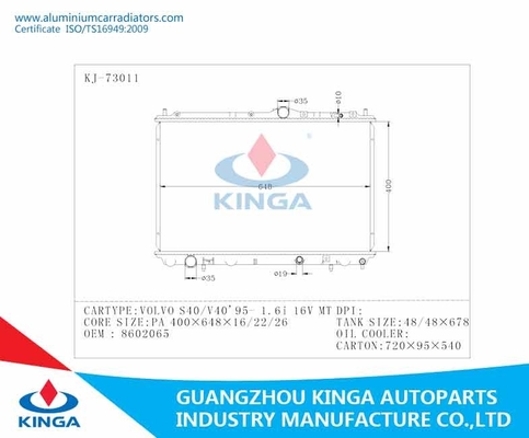 Volvo S40/PA en aluminium de radiateurs de voiture TA de V40'95-1.6I 16V Heattransfer 16/22/26 fournisseur