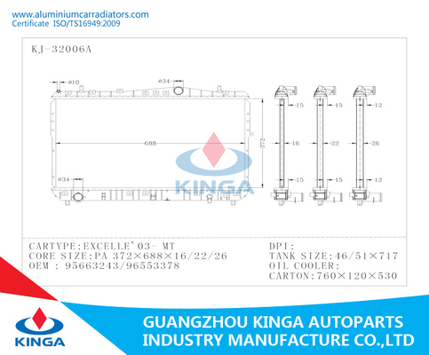 CHEVROLET EPICA 02 - à OEM en aluminium 96278702/96328702 G.M.C de radiateurs de voiture fournisseur