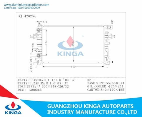 Radiateurs en aluminium de haute performance d'OPEL pour ASTRA H1.4/1.8I '04 À fournisseur