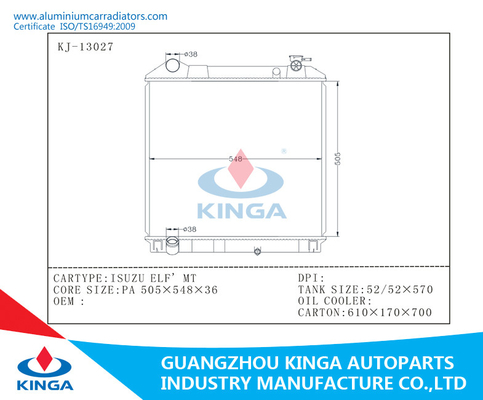 Radiateur en aluminium refroidi à l'eau professionnel pour ISUZU ELF PA36 fournisseur