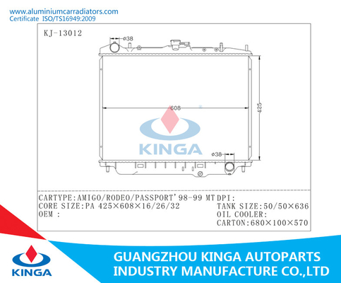 Radiateur de moteur de véhicule pour ISUZU AMIGO/TA de RODÉO/PASSEPORT '98-99 fournisseur
