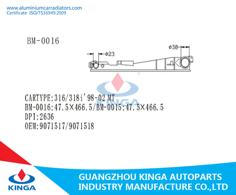 Le radiateur durable de rechange de BMW de réservoir en plastique GAUCHE de radiateur échoue la TA de 316/318i 98-02 fournisseur