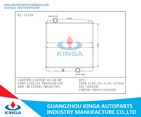 Radiateur en aluminium de MC127001/ME291794 Mitsubishi de la TA Canter'93-96 fournisseur