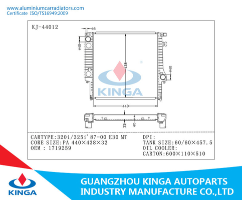 Remplacement de radiateur d'échangeur de chaleur de système de refroidissement pour BMW 320I/TA de 325I'87-00 E30 fournisseur