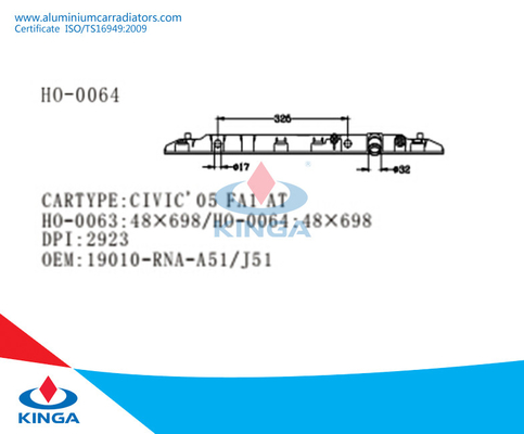 Réservoir d'eau en plastique de réservoir en plastique de radiateur pour le radiateur automatique de HONDA CIVIC'05 FA1 À fournisseur
