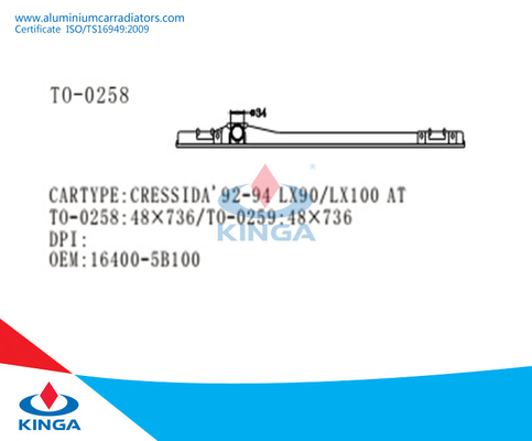 Réservoir supérieur de radiateur pour Toyota Cressida'92-94 LX90/LX100 à l'OEM : 16400-5B100 fournisseur