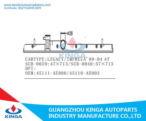 Legs de Subaru/Impreza'99-04 au réservoir en plastique de radiateur 45111-AE000/45119-AE003 fournisseur