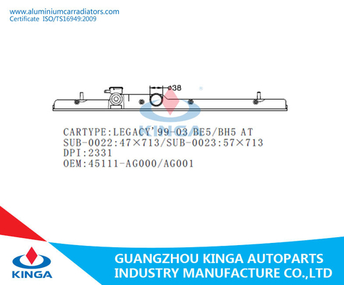 Le système de refroidissement pour l'eau de LEGACY'99-03 BE5/BH5 remplacent OEM 45111-AG000 de réservoir d'admission de radiateur fournisseur