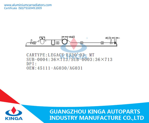 Réservoir d'extrémité de radiateur de rechange pour le réservoir du fond du LEGS EJ25'03-MT J-22002A de SUBARU fournisseur