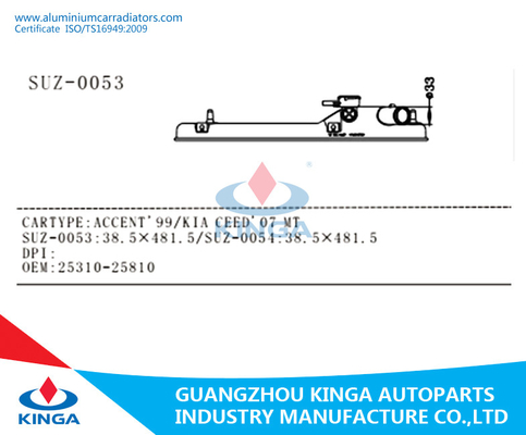 Taille 2007 en plastique de noir de réservoir de radiateur automatique de KIA CEED AR-1032 38.5×481.5 millimètre fournisseur