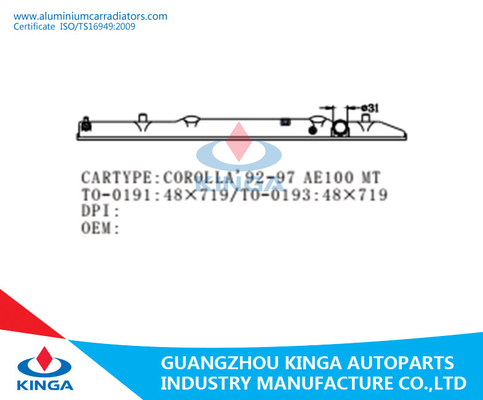 Le radiateur 1992-1994 de rechange de la TA de TOYOTA COROLLA échoue l'OEM de plastique 16400-16390 fournisseur